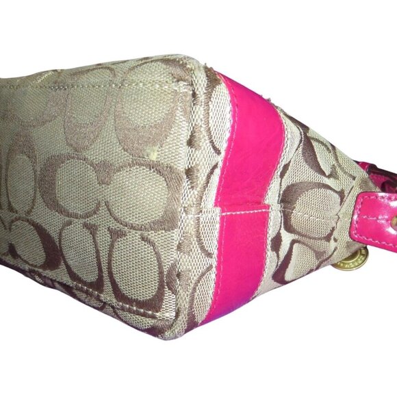 Coach 2008 Legacy Cursive Creed Limited Edition Canvas Leather Pink Stripe Demi - Picture 10 of 13